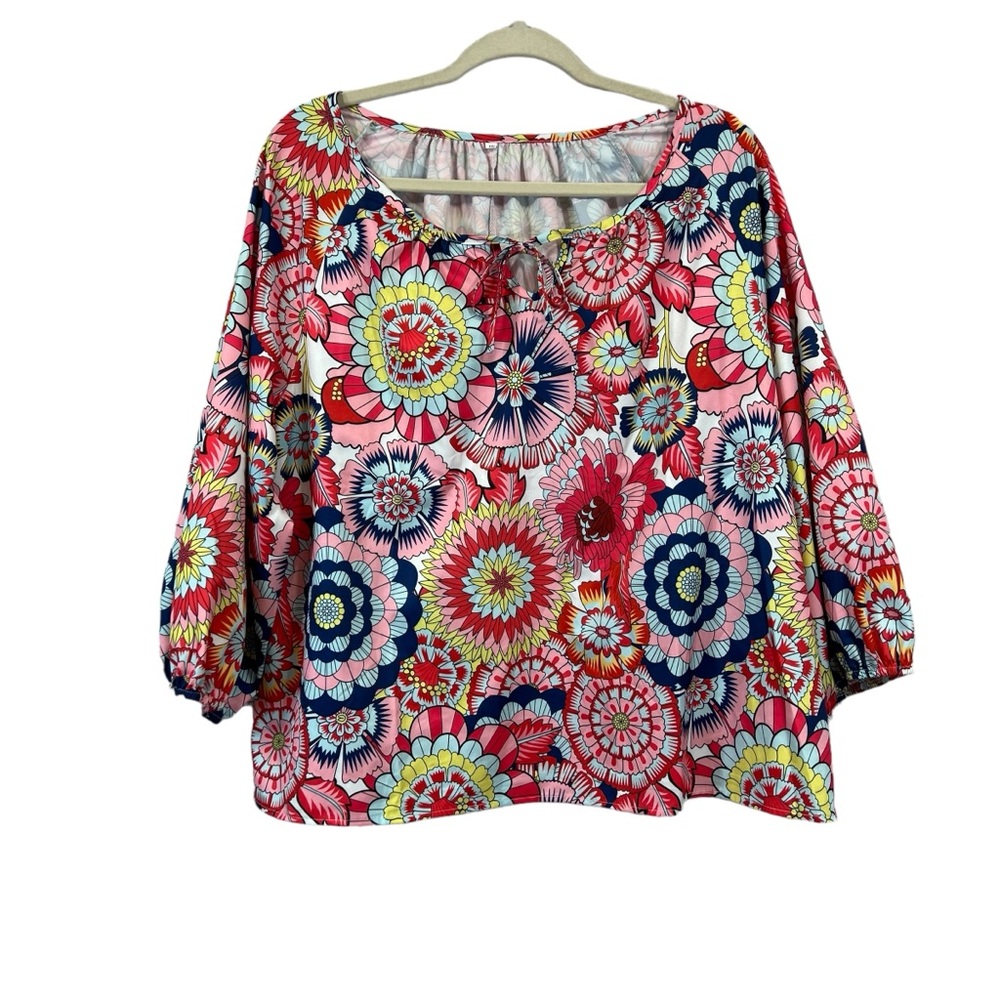 Floral Top Plus Size XXL Red Blue Yellow White NWOT